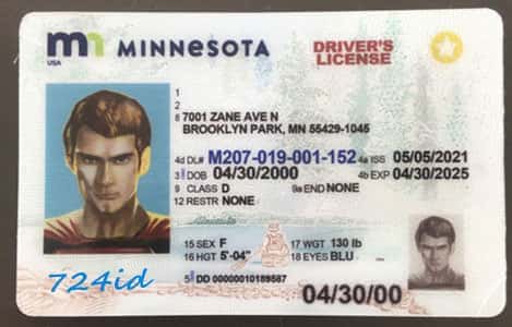 Minnesota fake driver license card front