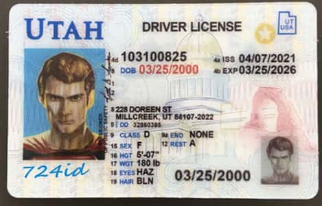 Utah scannable forged ids card front